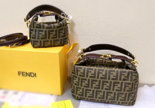 FDBB02-1-1-a466e72680b4.webp Fendi Zucca Jacquard Mini Pouch Bag Brown 27Cm