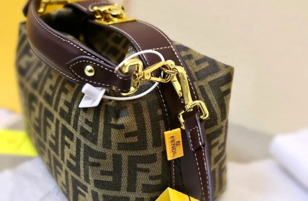 FDBB05-1-0fadbfad253b.webp Fendi Zucca Jacquard Mini Pouch Bag Brown 27Cm