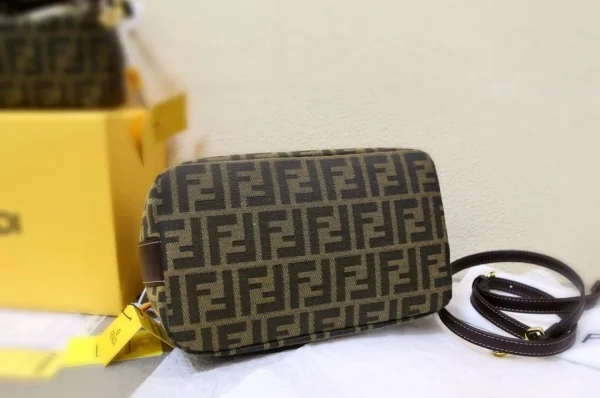 FDBB06-1-2e162aecd736.webp Fendi Zucca Jacquard Mini Pouch Bag Brown 27Cm