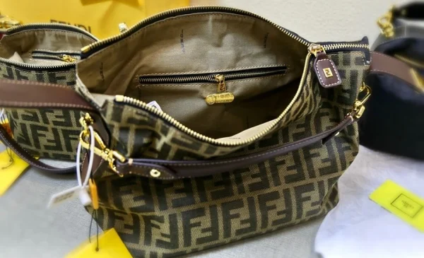 FDBB08-1-2ec169c416d9.webp Fendi Zucca Jacquard Mini Pouch Bag Brown 27Cm