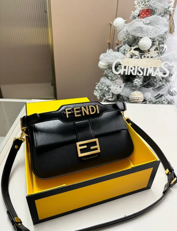 FDBB2-6-2aea9ee81f67.webp Fendi Baguette Bag Black Leather 25Cm/ 9.8 in