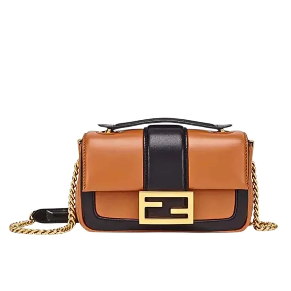 FDBM-1-5579fa6a7d5e.webp Fendi Women Mini Baguette Chain Shoulder Bag Brown 19Cm