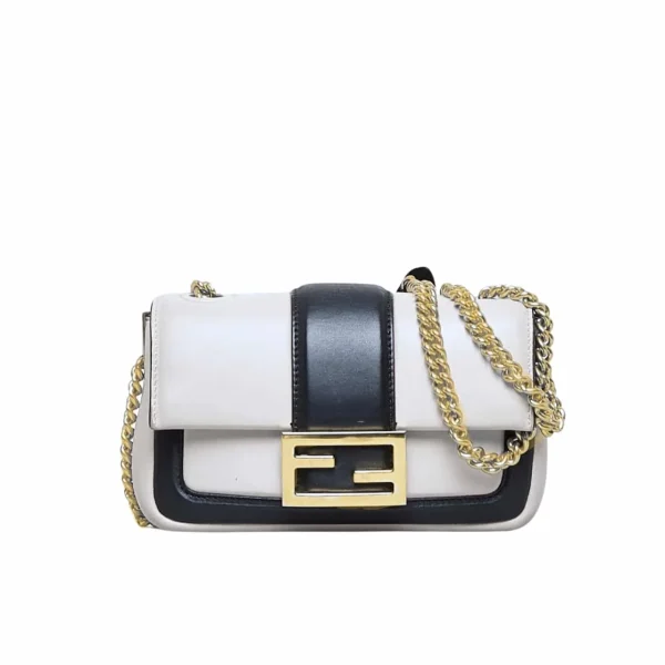 FDWM-1b84b73134cc.webp Fendi Women Mini Baguette Chain Shoulder Bag White 19Cm