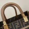 Fendi FF Jacquard Sunshine Medium Tote Bag Brown 35Cm