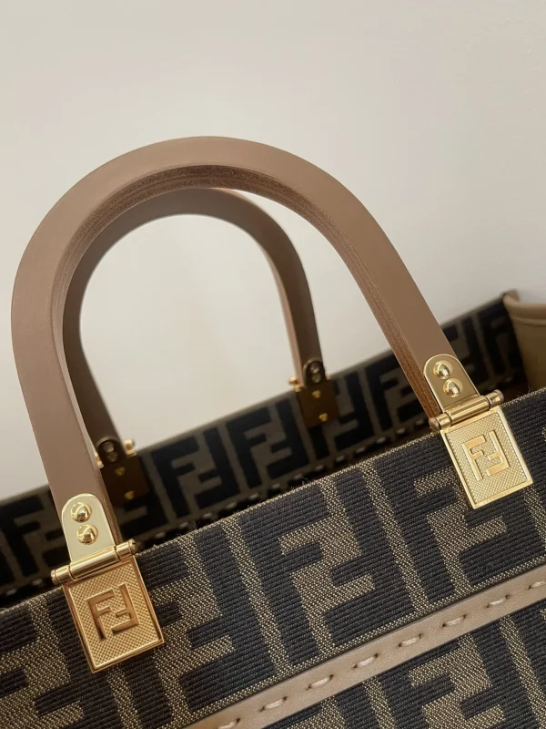 Fendi FF Jacquard Sunshine Medium Tote Bag Brown 35Cm
