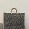 Fendi FF Jacquard Sunshine Medium Tote Bag Brown 35Cm