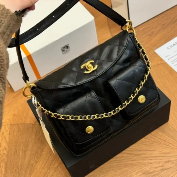 GCSS1-13-498d3b860109.webp Chanel Hobo Bag Glossy Calfskin Black 25Cm/9.8in, Designer Handbags, Women’s Purse, luxury bags, Chanel bags