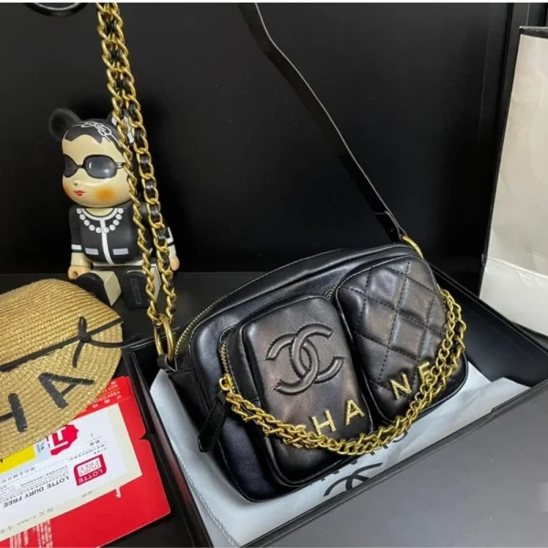 Chanel Quilted Small Camera Case Calfskin Black 22Cm/8.7in, Designer Handbags, Women’s Purse, luxury bags, Chanel bags