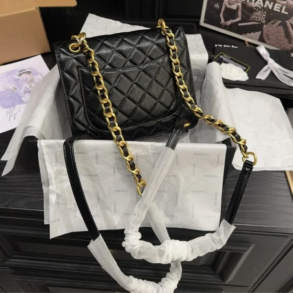 GCSS5-49-25a0085db67e.webp Chanel 23S Retro Backpack With Gold Hardware Black 22Cm/8.7in, Designer Handbags, Women’s Purse, luxury bags, Chanel bags