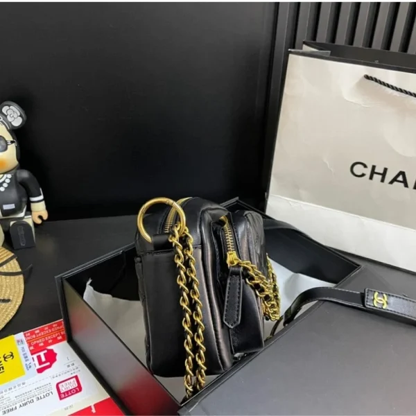 Chanel Quilted Small Camera Case Calfskin Black 22Cm/8.7in, Designer Handbags, Women’s Purse, luxury bags, Chanel bags