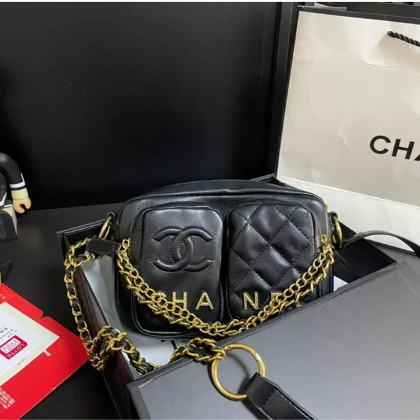 Chanel Quilted Small Camera Case Calfskin Black 22Cm/8.7in, Designer Handbags, Women’s Purse, luxury bags, Chanel bags