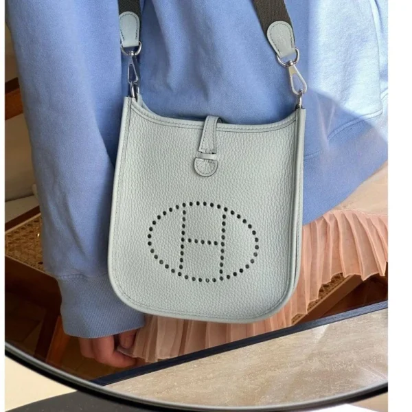 Hermes Evelyne Mini Amazone 16 in Bleu Shiny Gold Hardware 18cm
