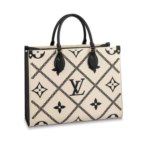 LV-2025-05-16T160311.185-aedbc0787bc3.webp Louis Vuitton Onthego MM Tote Monogram Cream Beige Black 35cm, Designer Handbags, Womens Purse, luxury bags