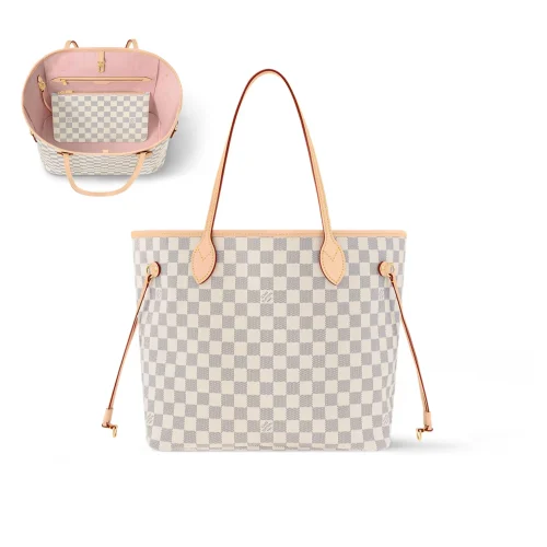 LV-2025-05-17T171628.433-adaeb64a8f0e.webp Louis Vuitton Neverfull MM Tote Bag Damier Azur Canvas Rose Ballerine 31cm N40603, Designer Handbags, Womens Purse, luxury bags