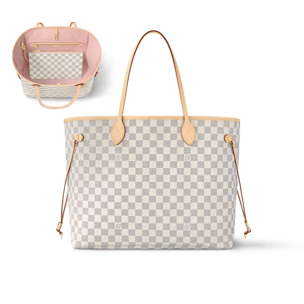Louis Vuitton Neverfull GM Tote Bag Damier Azur Canvas Rose Ballerine 39cm N40601, Designer Handbags, Womens Purse, luxury bags