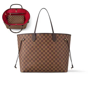 Louis Vuitton Neverfull GM Tote Bag Damier Ebene Canvas Cerise Red 39cm N40597, Designer Handbags, Womens Purse, luxury bags