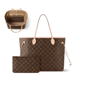 Louis Vuitton Neverfull MM Monogram Canvas Tote Bag Beige 31cm M46975, Designer Handbags, Womens Purse, luxury bags