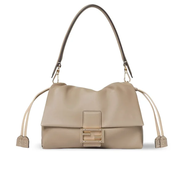 Fendi Mamma Baguette Medium Dove Grey Nappa Leather Bag 26.5cm