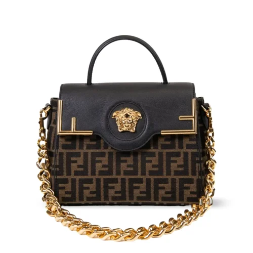 Fendi x Versace Fendace La Medusa Top Handle Bag Zucca Canvas 25cm