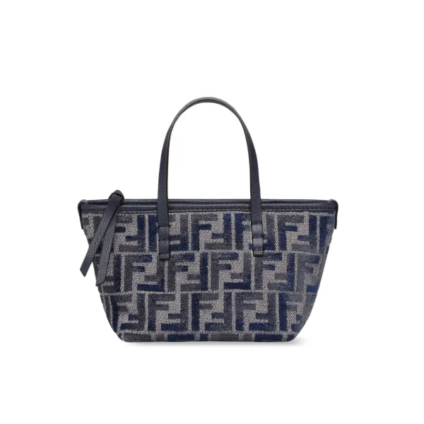 LV-99-1-148cd712e284.webp Fendi Roll Mini Ff Chenille Bag Dark Blue 16Cm