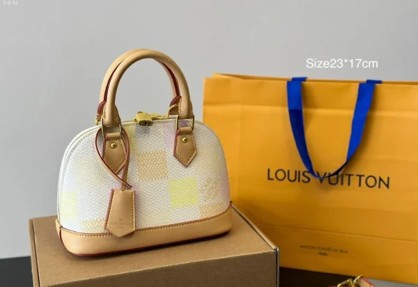 LV1-2-2-2346de92eab5.webp Louis Vuitton Alma Bb Damier Canvas Peach 23Cm N40516, Designer Handbags, Womens Purse, luxury bags