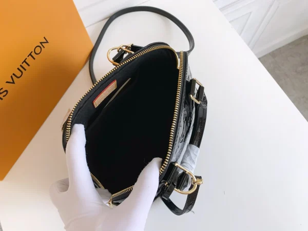 LVAB2-49a595d57bca.webp Louis Vuitton Alma Bb Monogram Vernis Leather Black 25Cm, Designer Handbags, Womens Purse, luxury bags