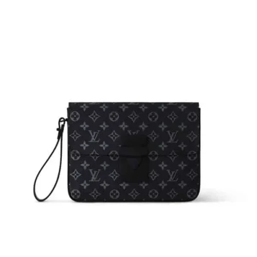 Louis Vuitton S Lock A4 Pouch Black 28Cm, Designer Handbags, Womens Purse, luxury bags