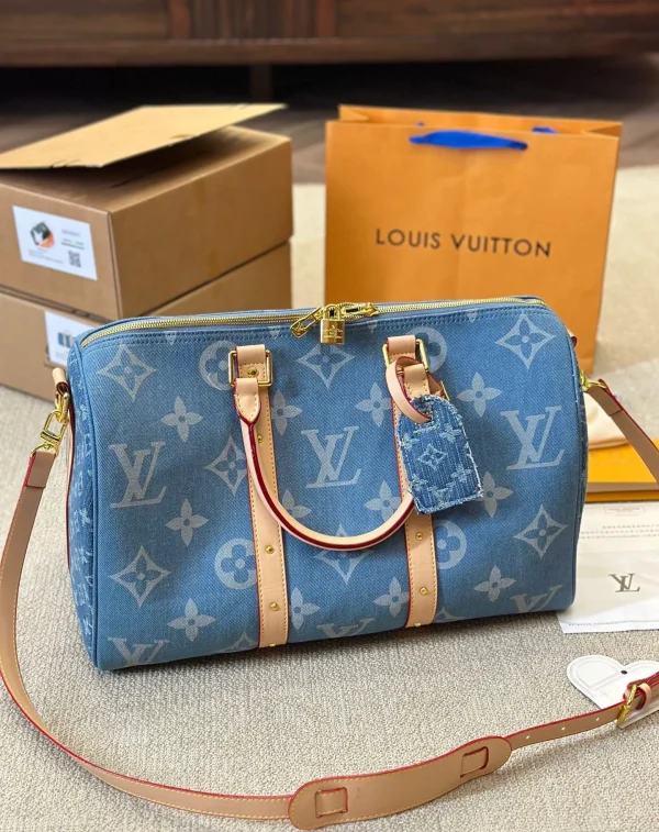 LVB2-6-0b2c4a546305.webp Louis Vuitton Keepall Bandouli Re Denim Blue 40Cm M24315, Designer Handbags, Womens Purse, luxury bags