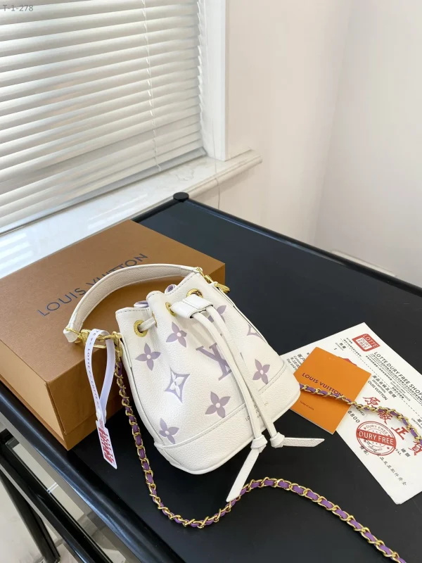 LVBP3-fc5a20b2fa23.webp Louis Vuitton Noe Nano White With Purple 17Cm M82933, Designer Handbags, Womens Purse, luxury bags
