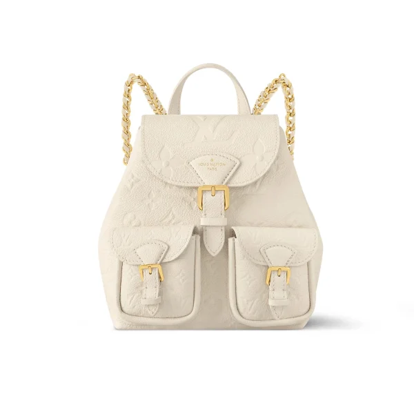 Lv-61-81714b72dc5c.webp Louis Vuitton Backup Backpack Monogram Empreinte Leather Cream M47106 22cm/ 8.7cm, Designer Handbags, Womens Purse, luxury bags