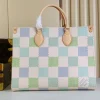 Louis Vuitton Onthego Mm Autres Toiles Damier Pistachio N40518 35Cm, Designer Handbags, Womens Purse, luxury bags
