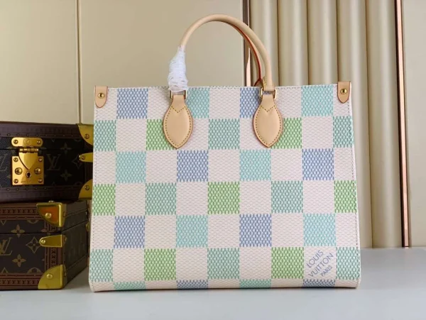 Louis Vuitton Onthego Mm Autres Toiles Damier Pistachio N40518 35Cm, Designer Handbags, Womens Purse, luxury bags