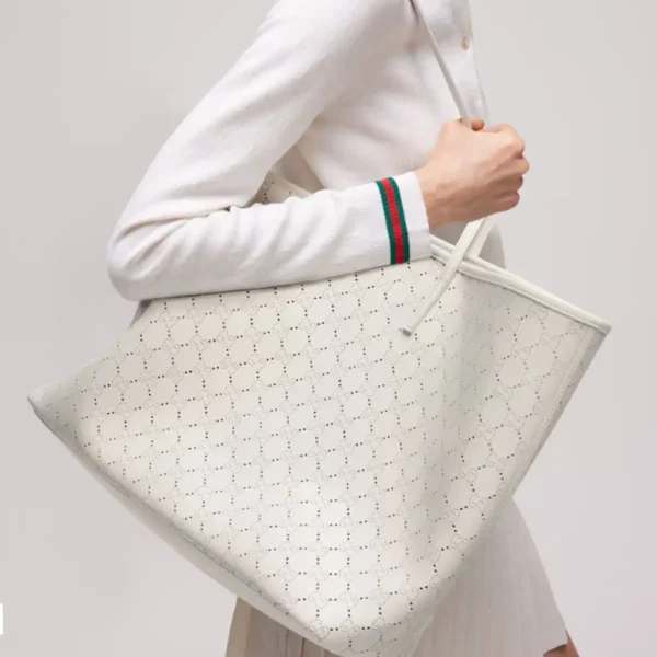 Gucci Tribeca Large Tote Bag 38cm/15in White Leather GG 874745