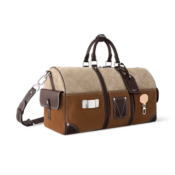 SUPERCLONE-2026-08-10T162609.627.webp Louis Vuitton Keepall Bandoulière Bag 50cm/19.7in Tan Monogram Suede Leather M26127