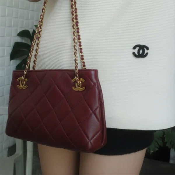 SUPERCLONE-94-29175d6df028.webp Chanel Mini Shopping Bag Sheepskin & Gold-plated Metal 25cm/9.8in Dark Red Wine AS6248