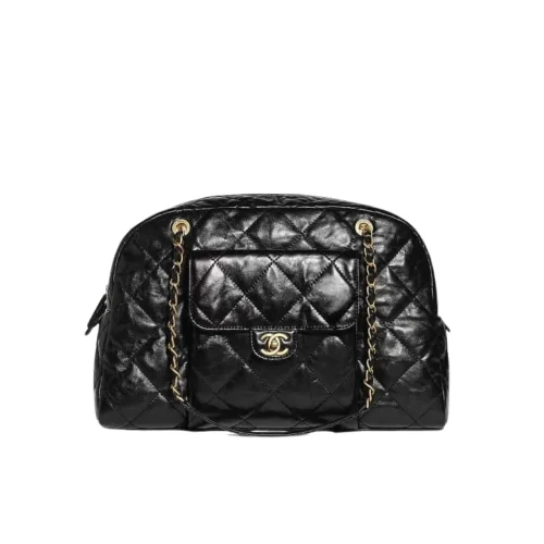 TBNB-2-2-2-a5ac60fb1b89.webp Chanel Maxi Bowling Shoulder Bag With Chain In Black 28Cm, Designer Handbags, Women’s Purse, luxury bags, Chanel bags