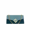 TBNB-29-2597eabec1ab.webp Fendi Ff Diamonds Continental With Chain Leather Wallet Green Blue 19Cm