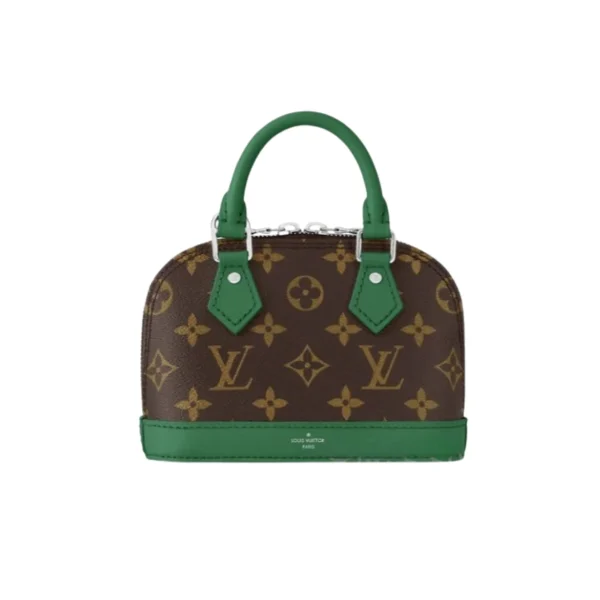 TBNB-4-1-3-e654c0c0f8be.webp Louis Vuitton Mini Alma Monogram Canvas Mix With Green 18Cm M83204, Designer Handbags, Womens Purse, luxury bags