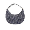 Fendi Fendigraphy Small Dark Blue Ff Chenille Bag 30Cm