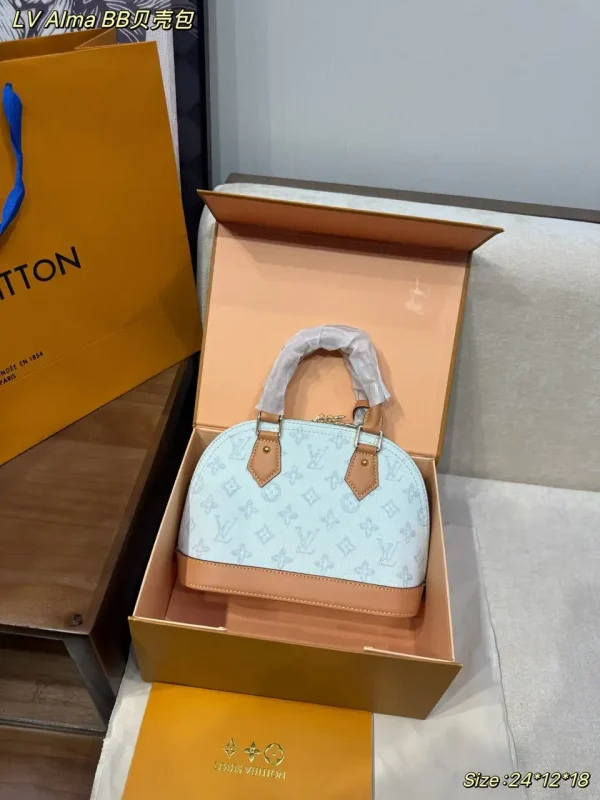 Louis Vuitton Alma BB Bag Monogram Origine Bleu Courrier 23.5cm M27526