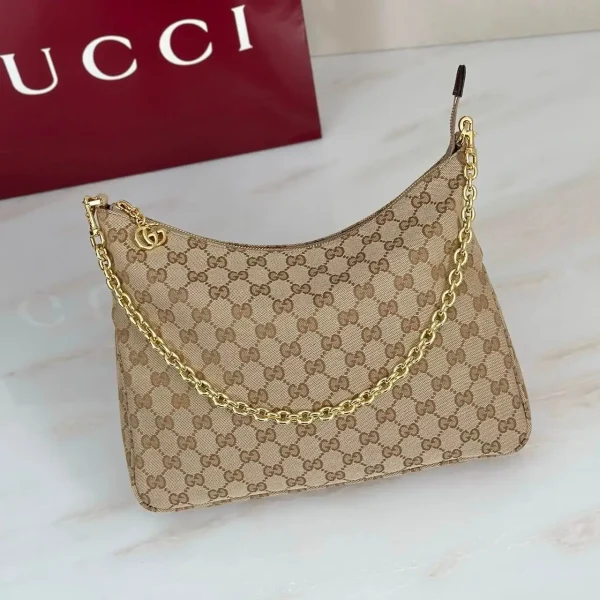 Gucci Lady Lunetta Chain Medium Shoulder Bag 30cm/12in Brown GG Canvas A006OA