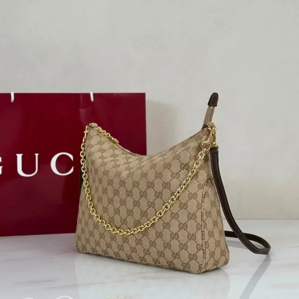 Gucci Lady Lunetta Chain Medium Shoulder Bag 30cm/12in Brown GG Canvas A006OA