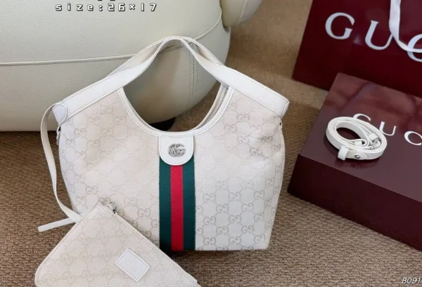 Gucci Giglio Small Tote Bag 25cm/9.8in Ivory GG Canvas 860845