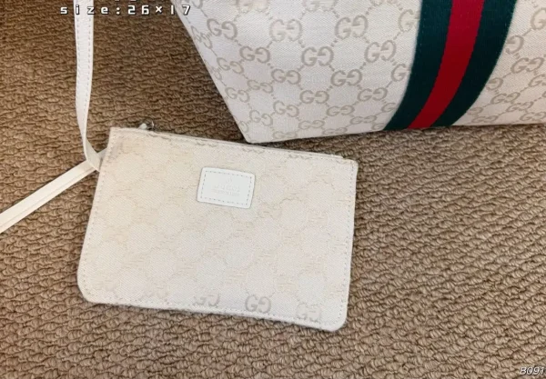 Gucci Giglio Small Tote Bag 25cm/9.8in Ivory GG Canvas 860845
