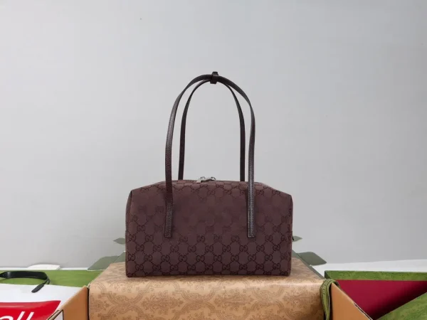 Gucci Melrose Medium Boston Bag 29cm/11.4in Dark Brown GG Canvas 875228
