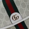 Gucci Ophidia Small Top Handle Bag 20cm/7.9in Beige And White GG Fabric 836843