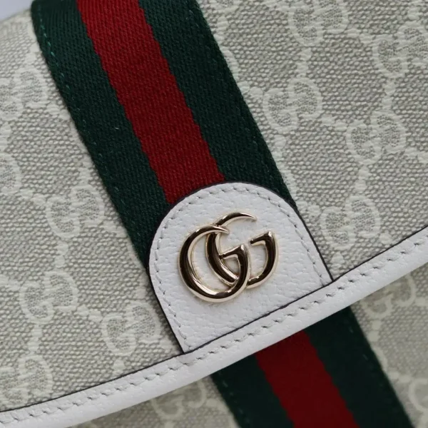 Gucci Ophidia Small Top Handle Bag 20cm/7.9in Beige And White GG Fabric 836843