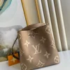 Louis Vuitton Nono Mm Bicolor Monogram Empreinte Leather Women Handbags Dove/Cream 26cm/ 10.2in, Designer Handbags, Womens Purse, luxury bags
