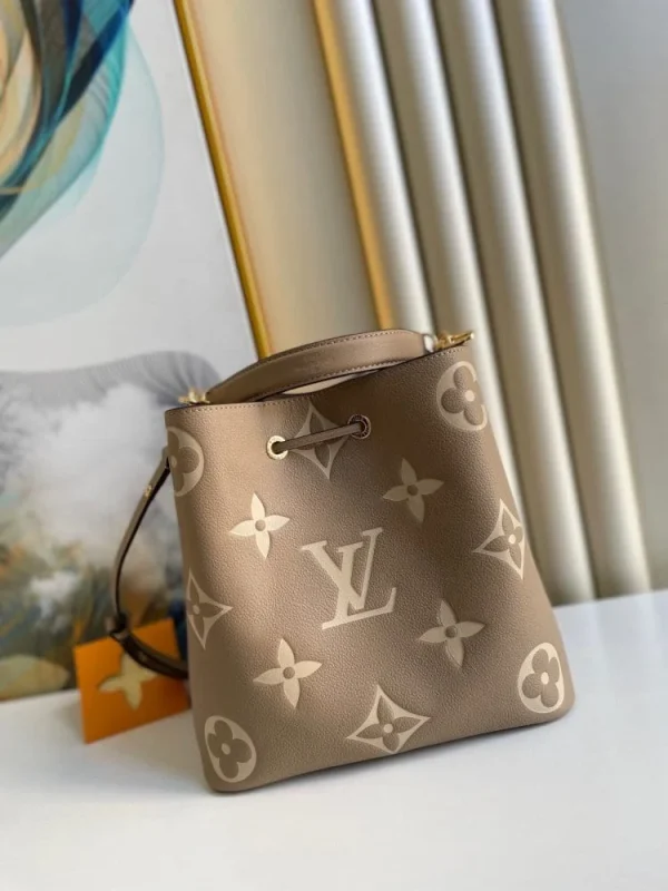 Louis Vuitton Nono Mm Bicolor Monogram Empreinte Leather Women Handbags Dove/Cream 26cm/ 10.2in, Designer Handbags, Womens Purse, luxury bags