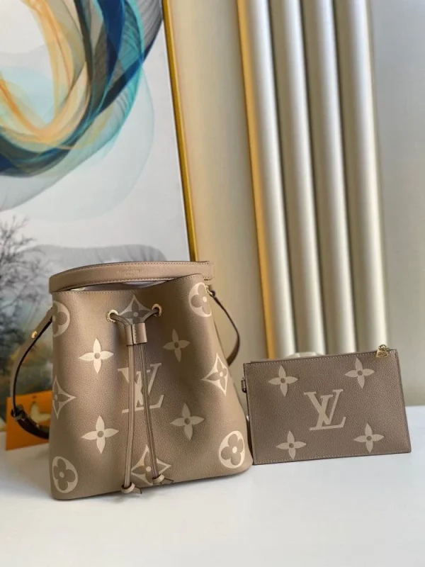 Louis Vuitton Nono Mm Bicolor Monogram Empreinte Leather Women Handbags Dove/Cream 26cm/ 10.2in, Designer Handbags, Womens Purse, luxury bags